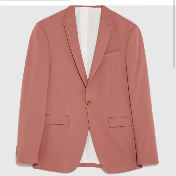 Zara dusty rose wedding pantsuit size 40 blazer 32 pant - Picture 2 of 16